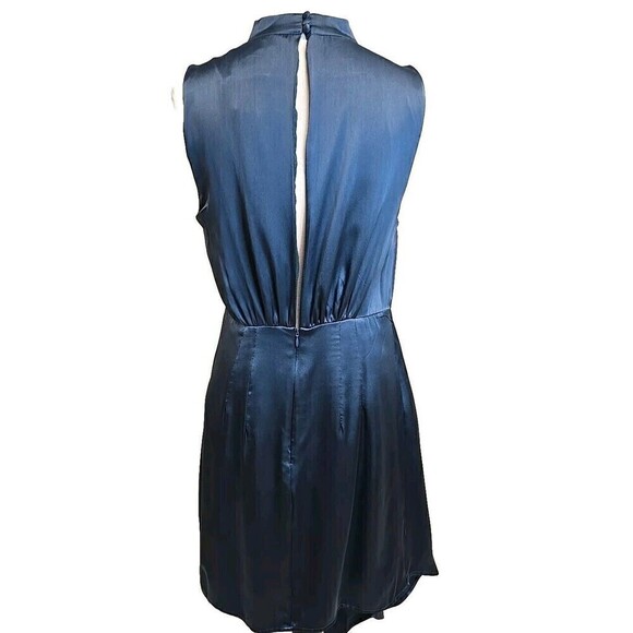By Anthropologie Mock Neck Drape SILK Dress Blue Women’s Size 10 NWT - Picture 5 of 12
